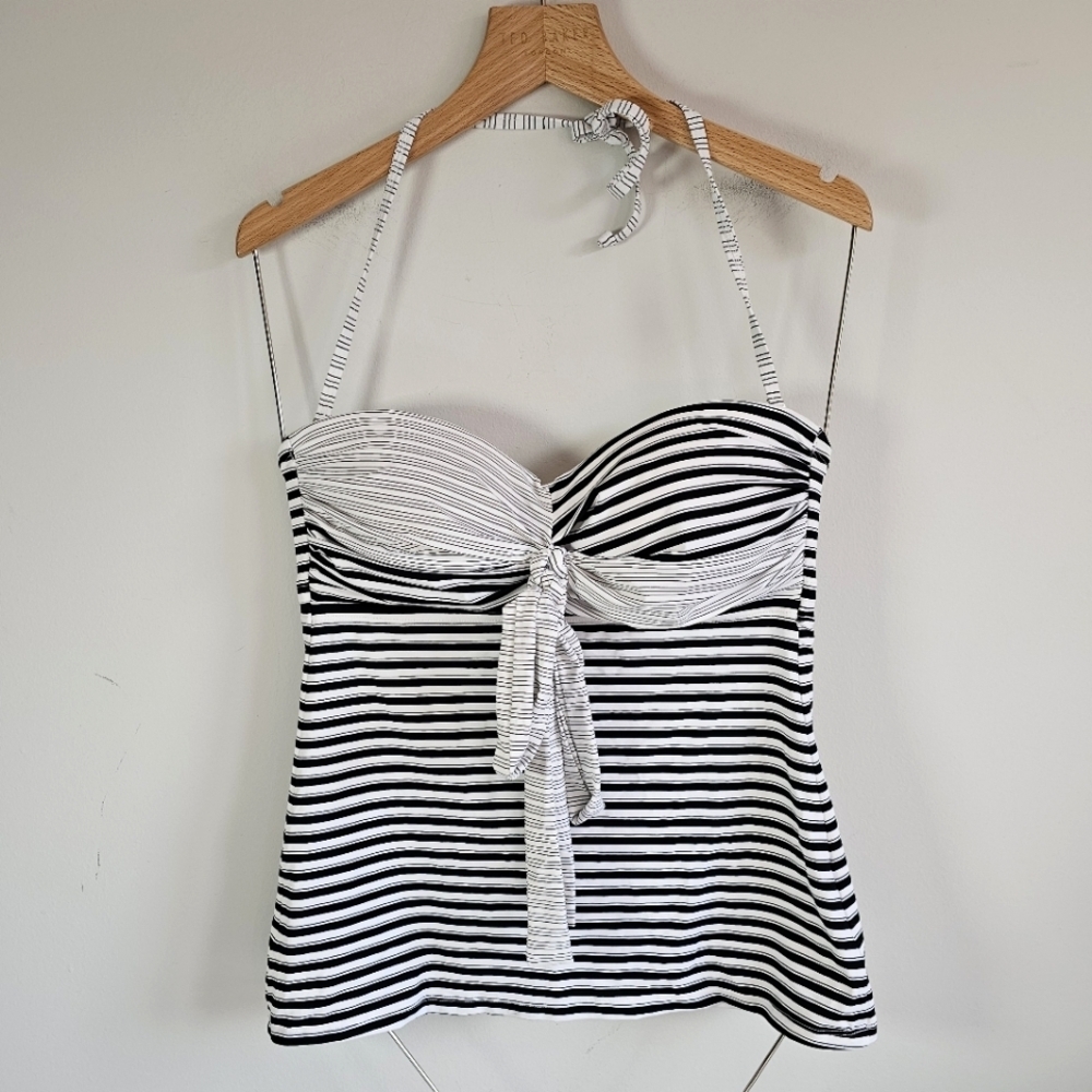 Skye Swimwear Striped Tankini Black and White Size Small